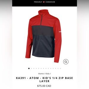 Karbon ATOM Quarter-Zip Youth Base Layer. Size S. NWT.